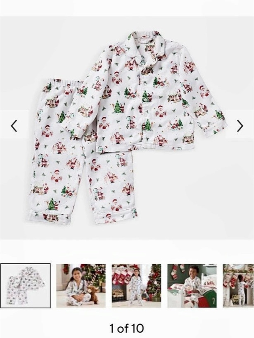Pottery Barn Kids Holly Jolly Santa Flannel Kid Pajama Set